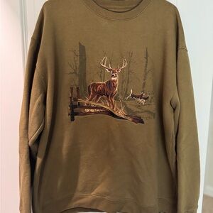 Croft & Barrow Brown Crewneck Sweater with Nature Graphic